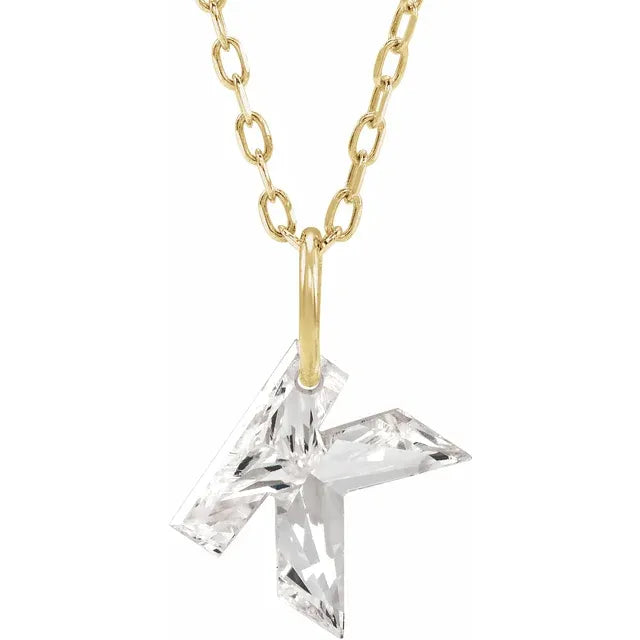 14K Yellow Gold 1 CT Lab-Grown Diamond Initial K 18" Necklace