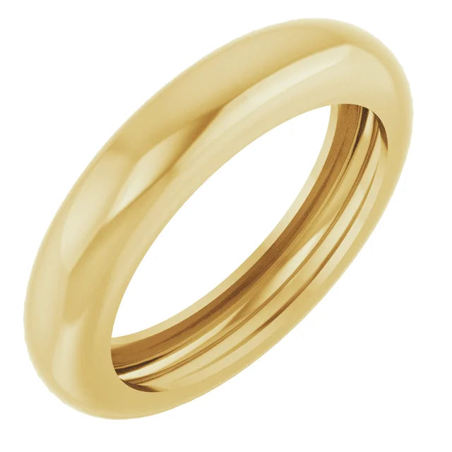 14K Yellow Gold 4 mm Dome Stackable Ring