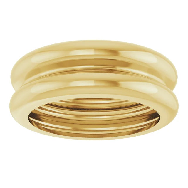 14K Yellow Gold 7 mm Lightweight Grooved Dome Stackable Ring