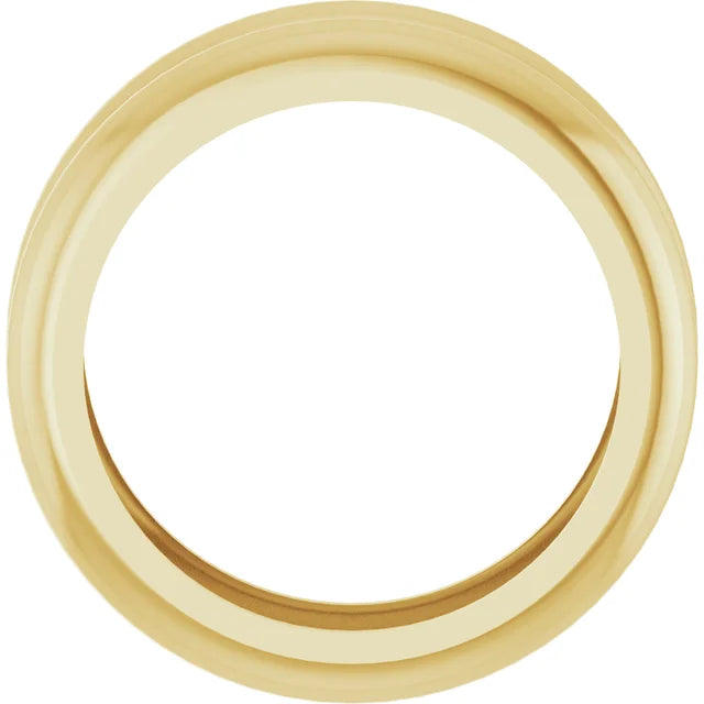 14K Yellow Gold 7 mm Lightweight Grooved Dome Stackable Ring