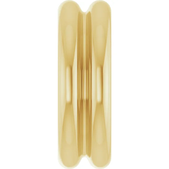14K Yellow Gold 7 mm Lightweight Grooved Dome Stackable Ring