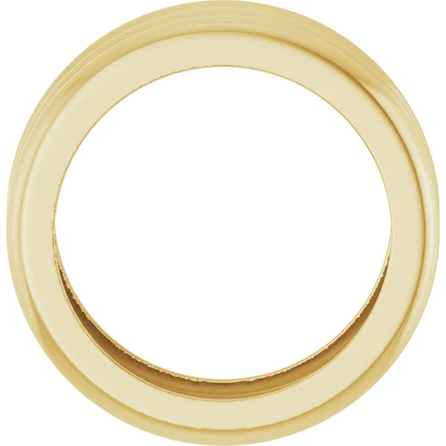 14K Yellow Gold 8mm Lightweight Grooved Dome Stackable Ring