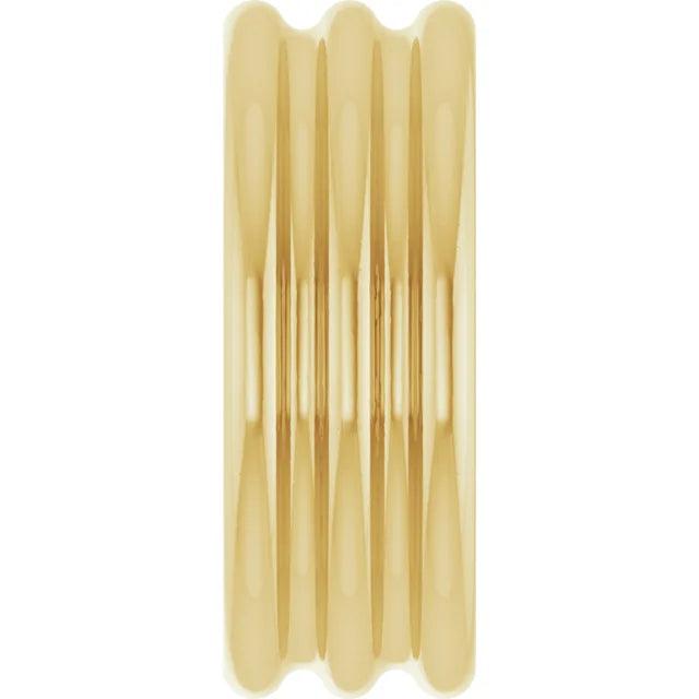 14K Yellow Gold 8mm Lightweight Grooved Dome Stackable Ring