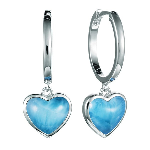 Alamea Sterling Silver Larimar Heart Earrings