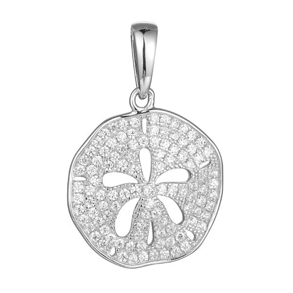 Alamea Sterling Silver Larimar CZ Sanddollar Pendant
