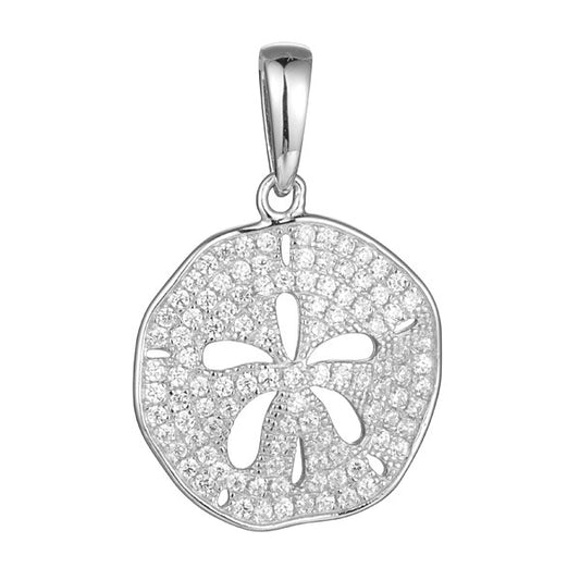 Alamea Sterling Silver Larimar CZ Sanddollar Pendant