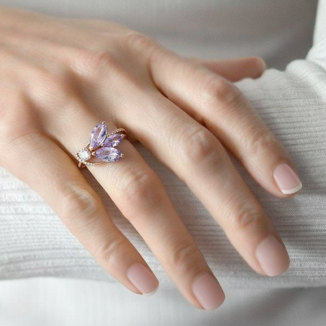 A Rose Gold-Plated Sterling Silver Amethyst Ring