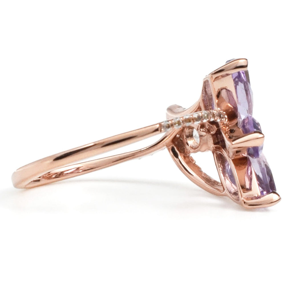 A Rose Gold-Plated Sterling Silver Amethyst Ring