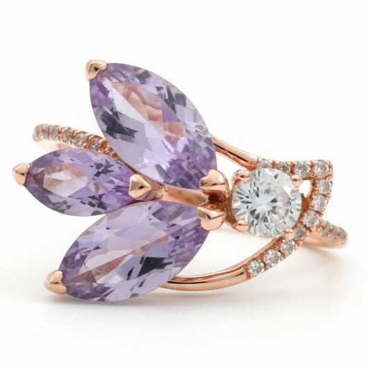 A Rose Gold-Plated Sterling Silver Amethyst Ring