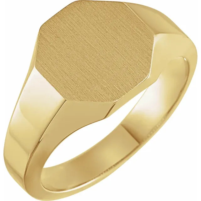 Engravable Octagonal Signet Ring (Available in Silver & Various Golds)