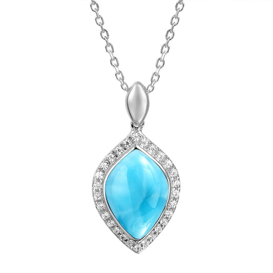 Alamea Sterling Silver Larimar Marquise Shaped Pendant