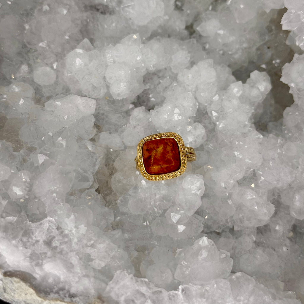 Estate Cushion Amber Ring