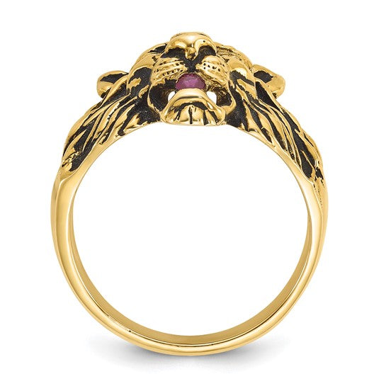 14KY Diamond & Ruby Lion Ring