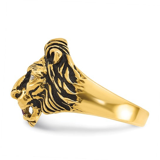 14KY Diamond & Ruby Lion Ring