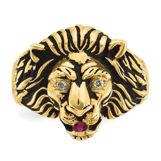 14KY Diamond & Ruby Lion Ring