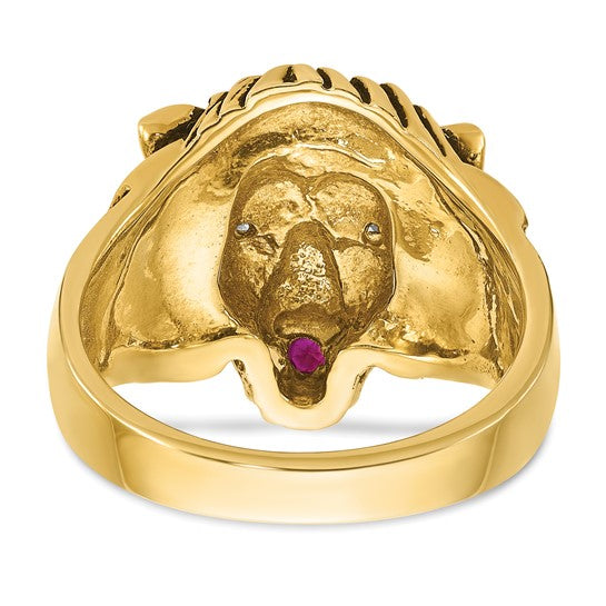 14KY Diamond & Ruby Lion Ring