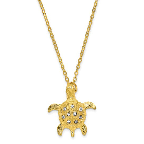 Luxury Giftware by Jere GILDA Golden Sea Turtle Trinket Box with 18" Necklace