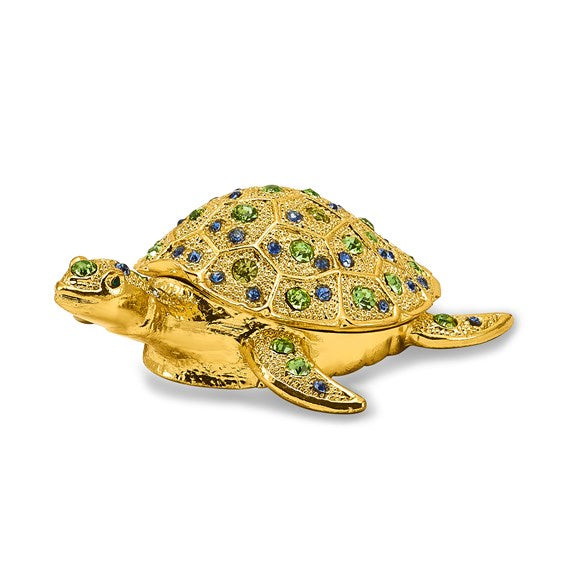 Luxury Giftware by Jere GILDA Golden Sea Turtle Trinket Box with 18" Necklace