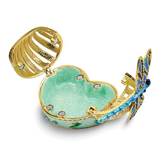Luxury Giftware by Jere JEWELEE Dragonfly Heart Trinket Box with 18" Necklace