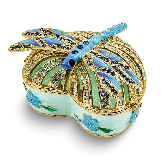 Luxury Giftware by Jere JEWELEE Dragonfly Heart Trinket Box with 18" Necklace