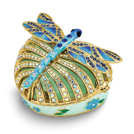 Luxury Giftware by Jere JEWELEE Dragonfly Heart Trinket Box with 18" Necklace