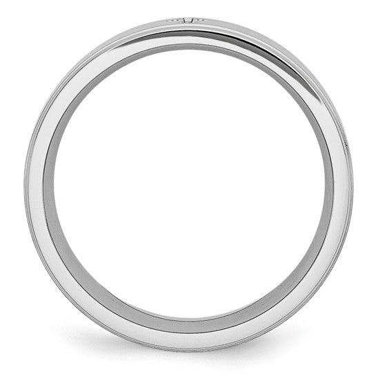 Sterling Silver Satin & Polished Ridged Band with Cross Design