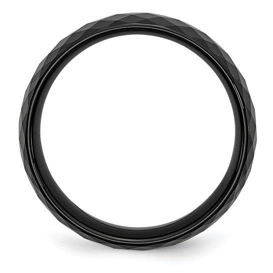 Black Ceramic Faceted High Polish Band