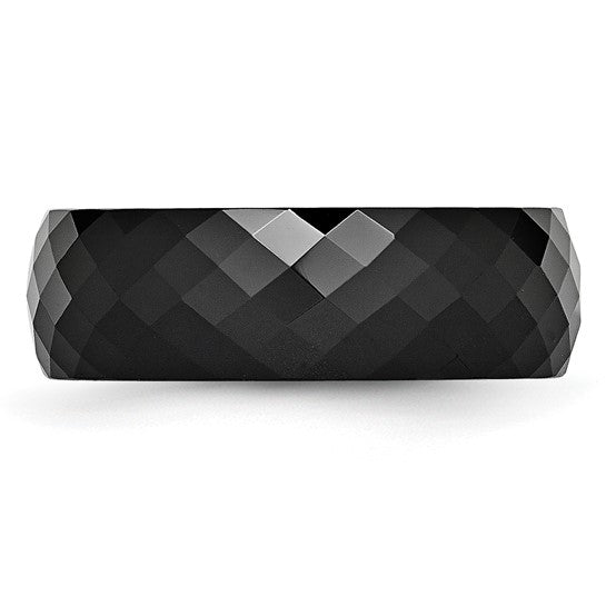 Black Ceramic Faceted High Polish Band