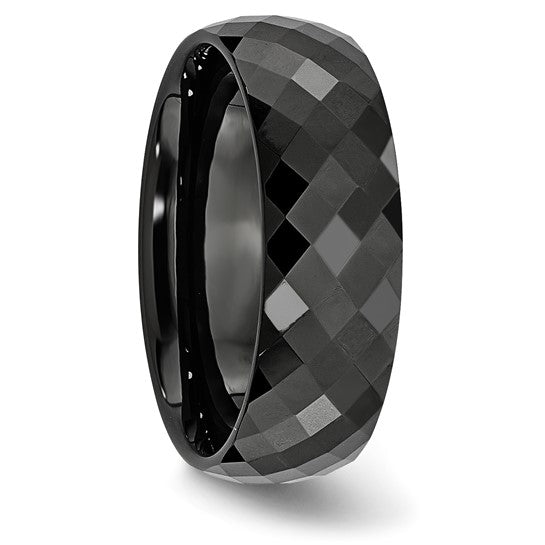 Black Ceramic Faceted High Polish Band