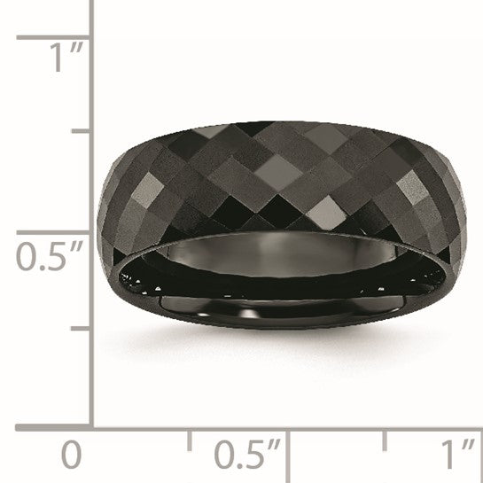 Black Ceramic Faceted High Polish Band