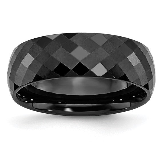 Black Ceramic Faceted High Polish Band
