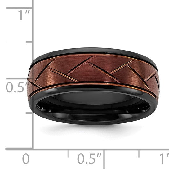 Ceramic 8mm Wedding Band w/Grooved Finish