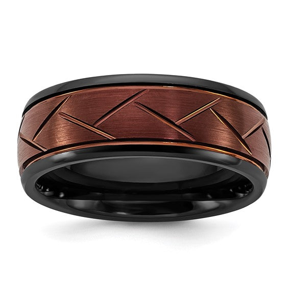 Ceramic 8mm Wedding Band w/Grooved Finish