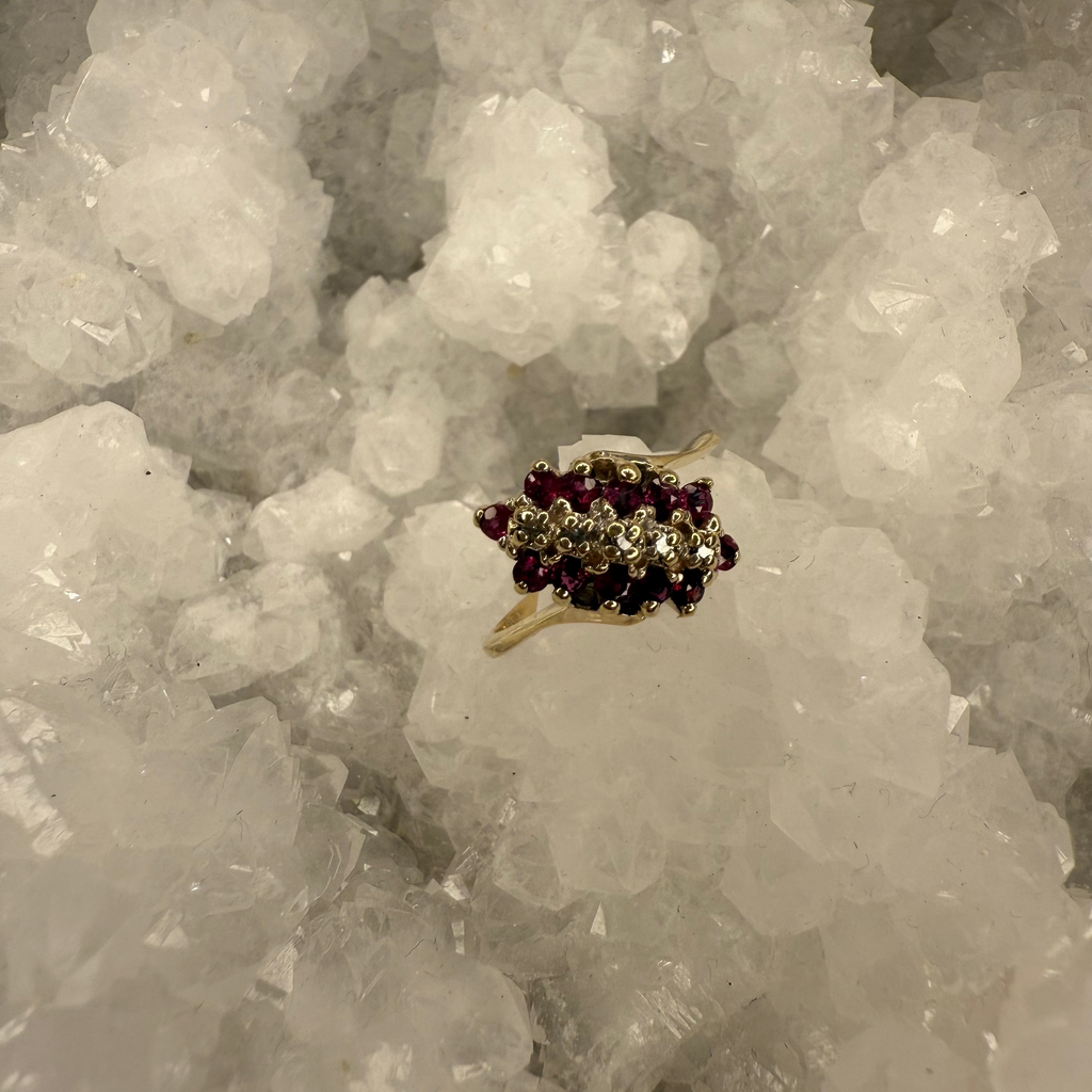 Estate Cluster Ruby & Diamond Ring
