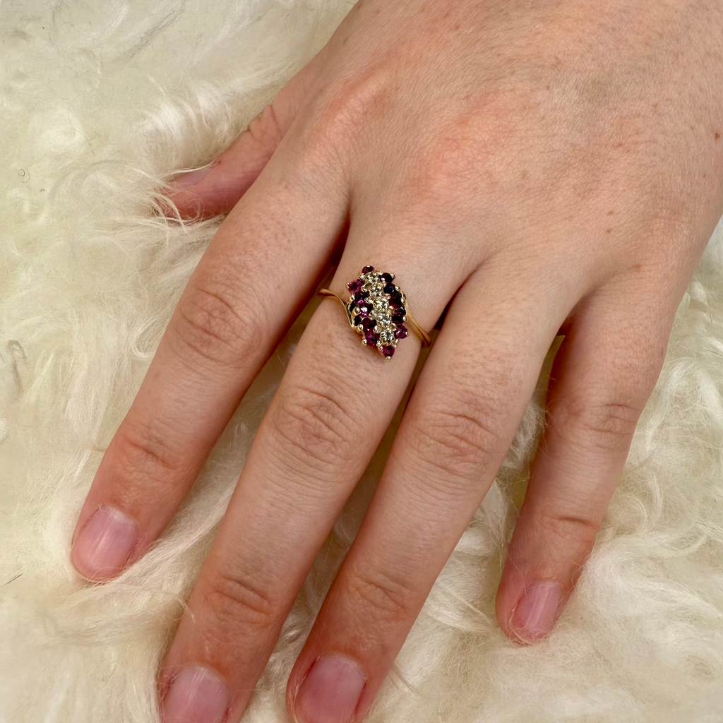 Estate Cluster Ruby & Diamond Ring