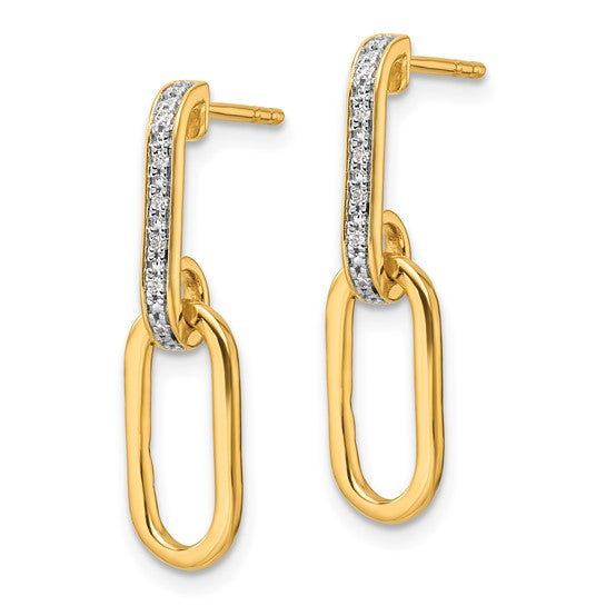 14KY Paperclip Link Diamond Earrings