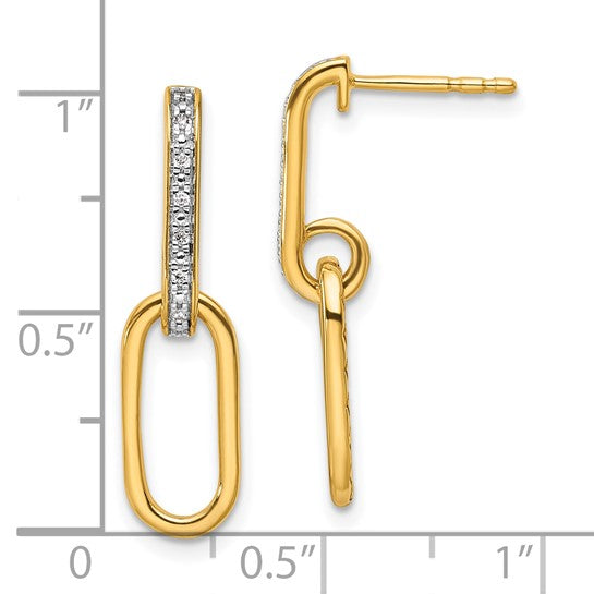 14KY Paperclip Link Diamond Earrings