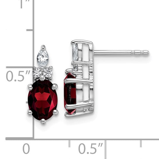 14KW Garnet & Diamond Earrings 2.074GTW