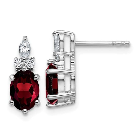 14KW Garnet & Diamond Earrings 2.074GTW