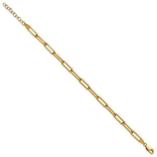 14K Gold Filled 4.10mm Paperclip Link Bracelet With Extender