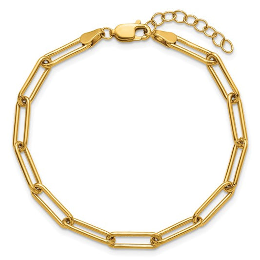 14K Gold Filled 4.10mm Paperclip Link Bracelet With Extender