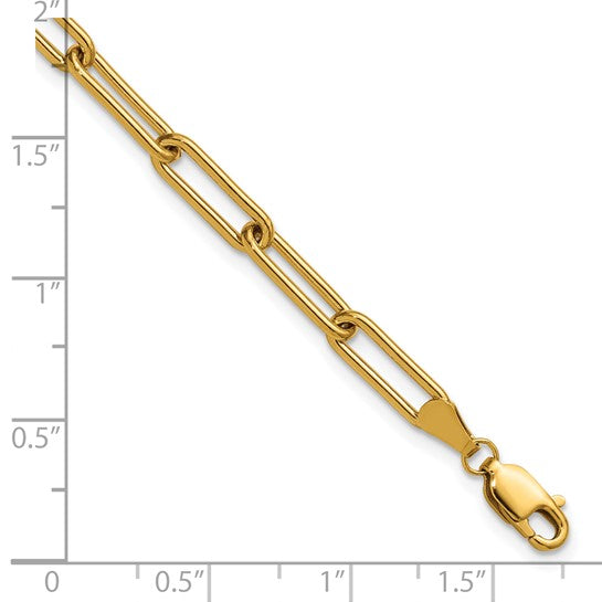 14K Gold Filled 4.10mm Paperclip Link Bracelet With Extender