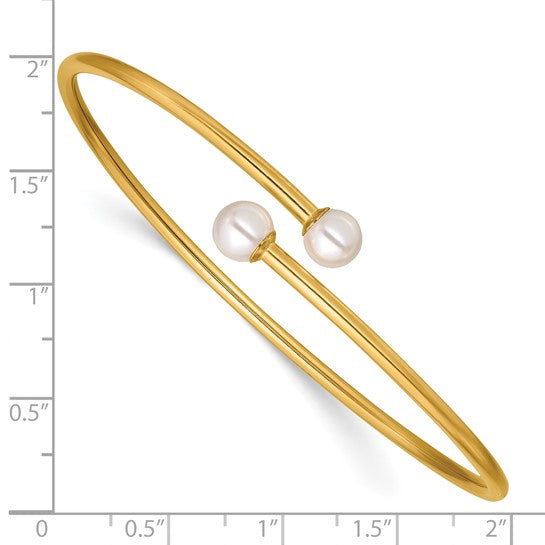 14K Gold Filled Crystal & Simulated Pearl Flexible Bangle (2.25mm)