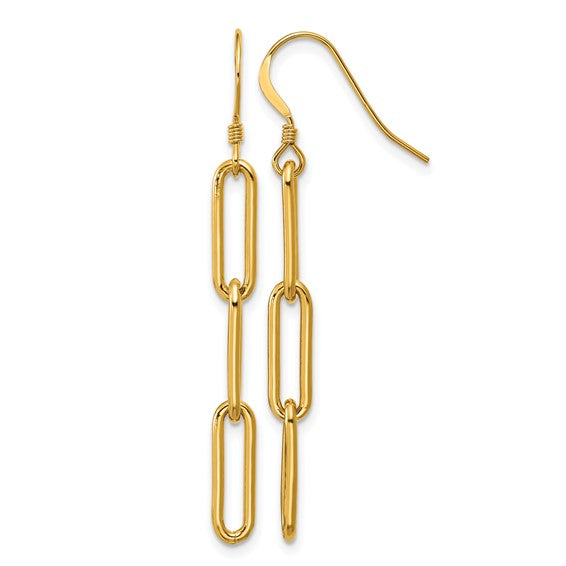 14K Gold Filled Paperclip Link Dangle Earrings