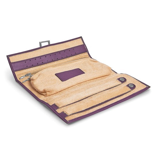 Purple Leather Snap Buckle Jewelry Wallet with Removable Zippered Pouch