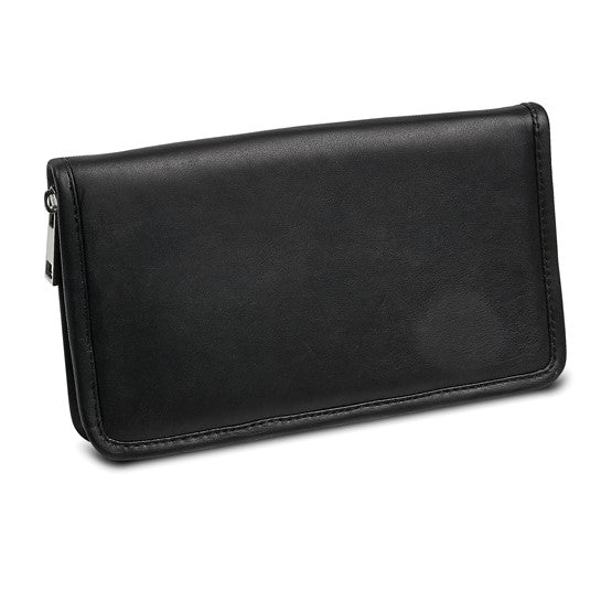 Black Leather Zip Around Jewelry Wallet