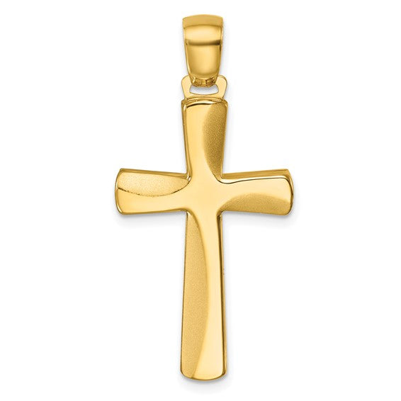 18KY Polished & Satin Cross Pendant
