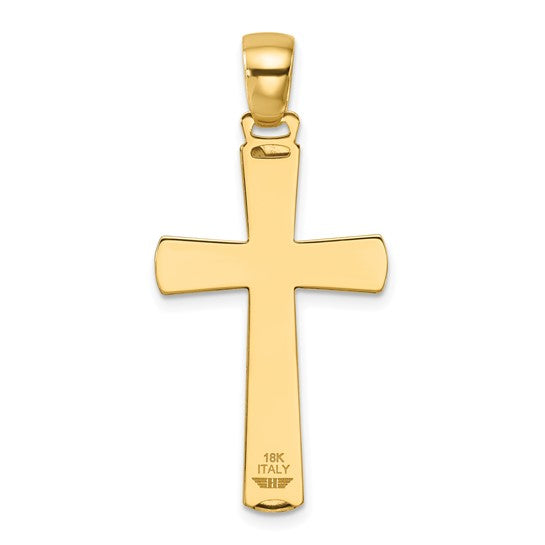 18KY Polished & Satin Cross Pendant