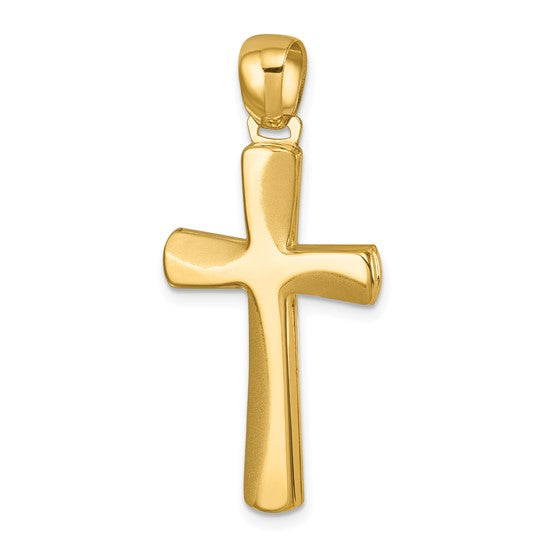 18KY Polished & Satin Cross Pendant