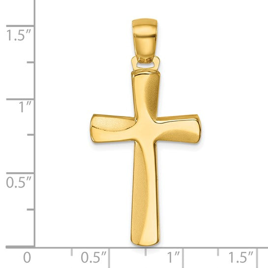 18KY Polished & Satin Cross Pendant